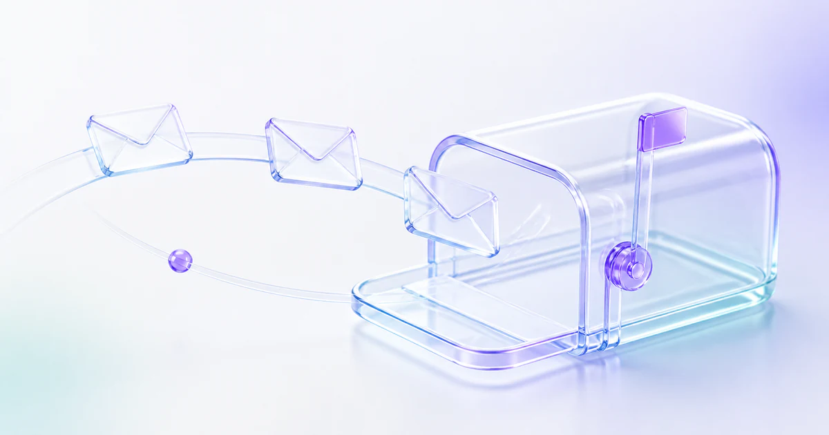 Une boîte aux lettres en verre reçoit un flot d’enveloppes translucides et renvoie un signal.
